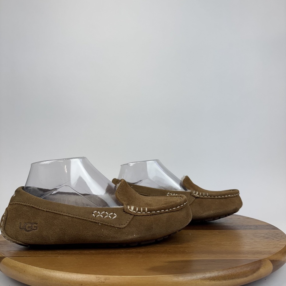 Womens Ugg Ansley Chestnut Suede Wool Lined‎ Comfort Loafers Slippers Size 6 M